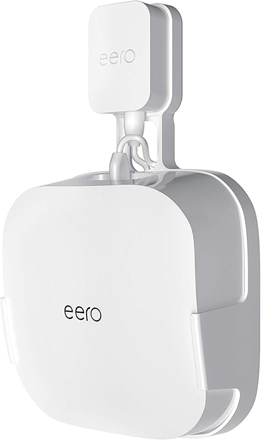 COOLWUFAN Wall Mount Holder for eero Pro 6 or eero Pro 6E Home WiFi System-Simple and Sturdy Wall Mount Holder Stand Bracket for eero Pro 6E & Pro 6 tri-Band mesh Wi-Fi 6 System (White(1 Pack))