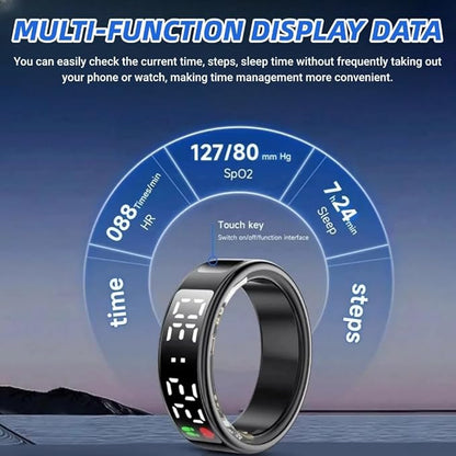 Smart Ring Health with LED Display Screen, Activity Tracker/Heart Rate/SpO2/Sleep/Step, Bluetooth Connection Smart Rings for Women Men, IP68 Waterproof Smart Ring for iPhone & Android (Black, 10)