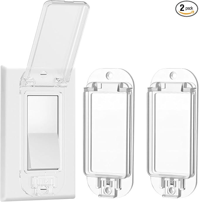 Light Switch Guard Cover 2 Pack Wall Switch Guard Child Proof Rocker Switches Plate Cover Keeps Lights or Switches from Being Accidentally Turned ON or OFF
