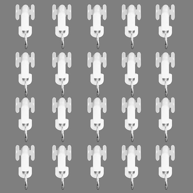 Curtain Glider Track Rail Runners Mute Wheel Rollers Heavy Duty Curtains Tracks Pulley 20PCS,White