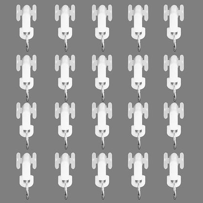 Curtain Glider Track Rail Runners Mute Wheel Rollers Heavy Duty Curtains Tracks Pulley 20PCS,White
