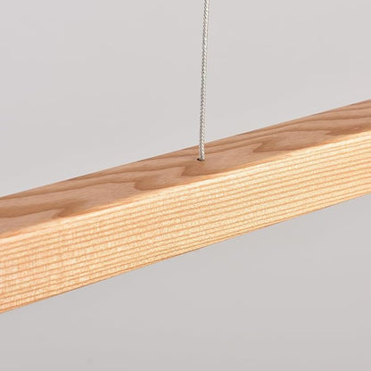 47" 36W 1-Light Wooden Led Linear Pendant Light Dimmable Led Chandelier Ceiling Hanging Light Fixtures Modern Chandeliers for Dining Room Kitchen Island Pool Table Lights Natural