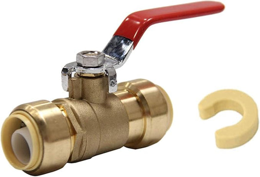 EFIELD 1 Inch Push-Fit Full Port Ball Valve with a Disconnect Clip to Connect Pex, Copper, CPVC Pipe,(PF-VALVE019)