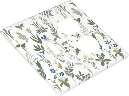 Wallplates Floral Green Leaf Plant Flowes 1 Toggle 1 Duplex Switch Plate Electrical Gfci Faceplate Decorative Light Switch Covers For Bed Room Farmhouse Decor