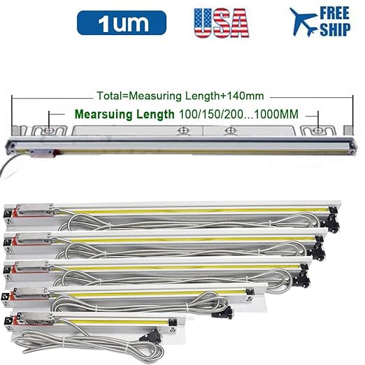 TOAUTO Digital Readout DRO 300mm 12", LCD Display 1um Glass Linear Scale Meter for CNC Milling Lathe EDM Machine
