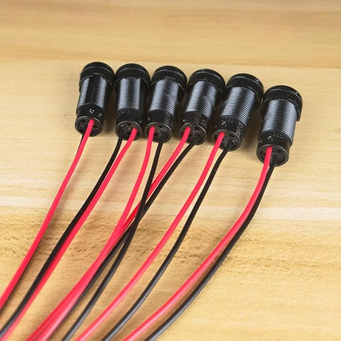 6pcs Yellow Indicator Pilot Light AC/DC 12-24V Mounting Hole Size 10mm(Flame Retardant Plastic Shell)