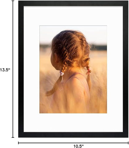 Golden State Art, Simple and Stylish Picture Frame with Mat & Real Glass Vertical Horizontal Display (16x20, Black)