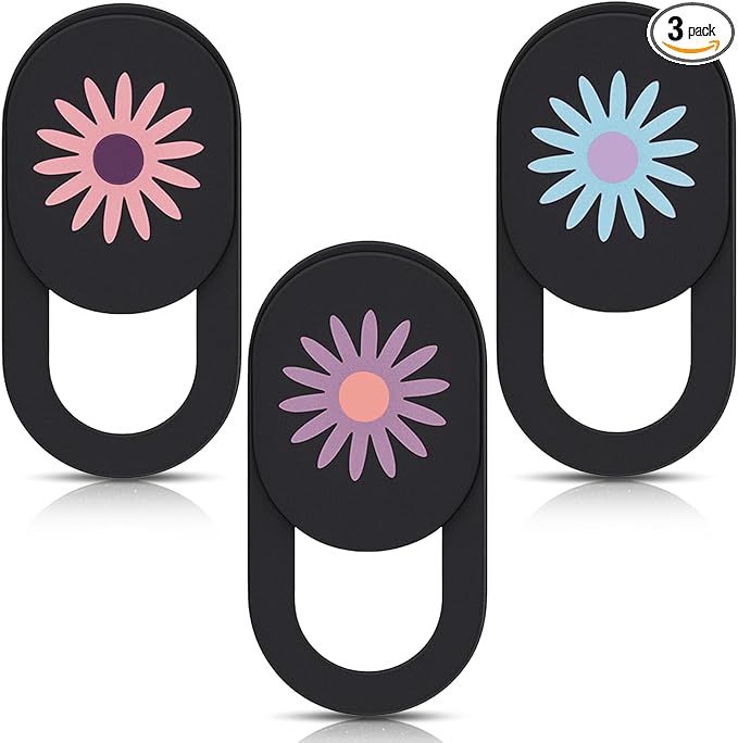 3 Pcs Laptop Camera Cover Slide Ultra Thin Slide Laptop Camera Cover Webcam Covers for Privacy Fits Flower Cameras Cap Cute PC Cameras Covers for Computer Tablet Smartphone