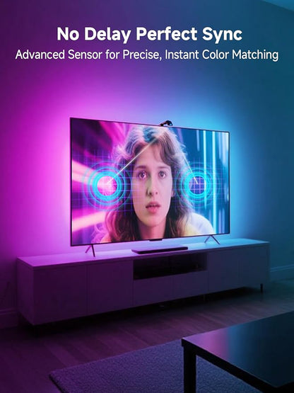 GIPOYENT TV LED Backlights with Camera, 10.5FT RGB Lights That Change with for 32-50 InTV, Music Sync LED Light with Smart App Control - RGB Color Changing Light Strip for Bedroom