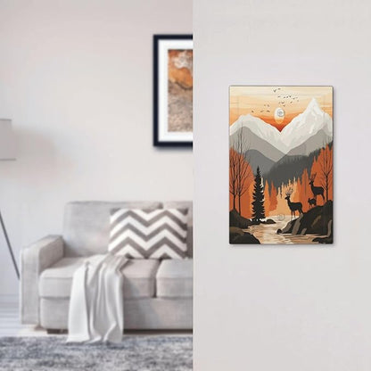 Sun Forest Deer Snow Mountain River Light Switch Cover Plate 1 Gang No Device Blank Electrical Wall Plates Faceplate Decorative Switch Plate For Bed Room Living Room Decor