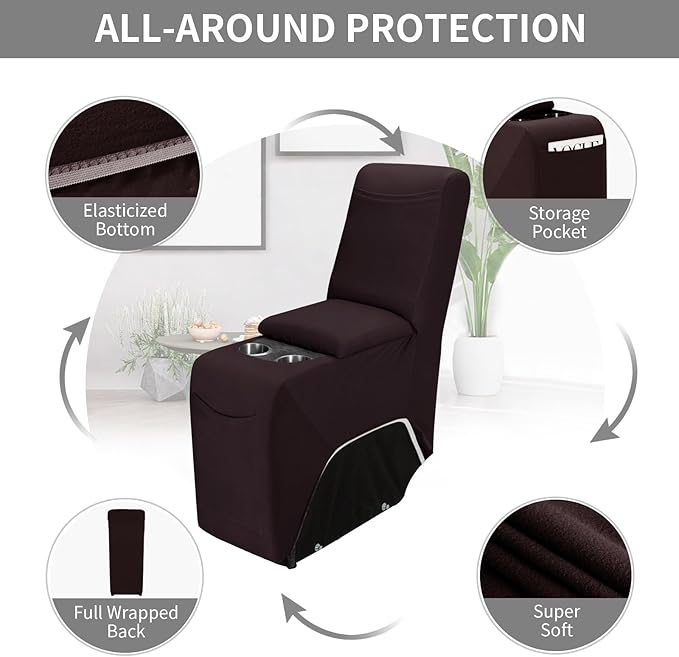 Easy-Going 100% Waterproof Recliner Console Cover, Stretch Middle Console Couch Covers for Reclining Sofas, Sectional L-Shape Furniture Protector for Kids & Pets, 1 Console Cover, Chocolate