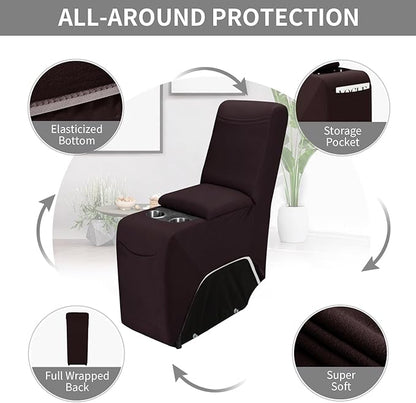 Easy-Going 100% Waterproof Recliner Console Cover, Stretch Middle Console Couch Covers for Reclining Sofas, Sectional L-Shape Furniture Protector for Kids & Pets, 1 Console Cover, Chocolate