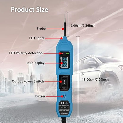 Power Circuit Tester, 6-24V DC Test Light Short Circuit, Automotive Component Electrical Polarity Identify Continuity Tester, Overload Protection