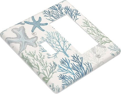 Outlet Covers Ocean Beach Theme Starfish Seashell Coral 1 Toggle 1 Rocker Combination Decorative Wall Plate Electrical Switch Plates Light Switch Cover Plate For Bathroom Kids Room Decor