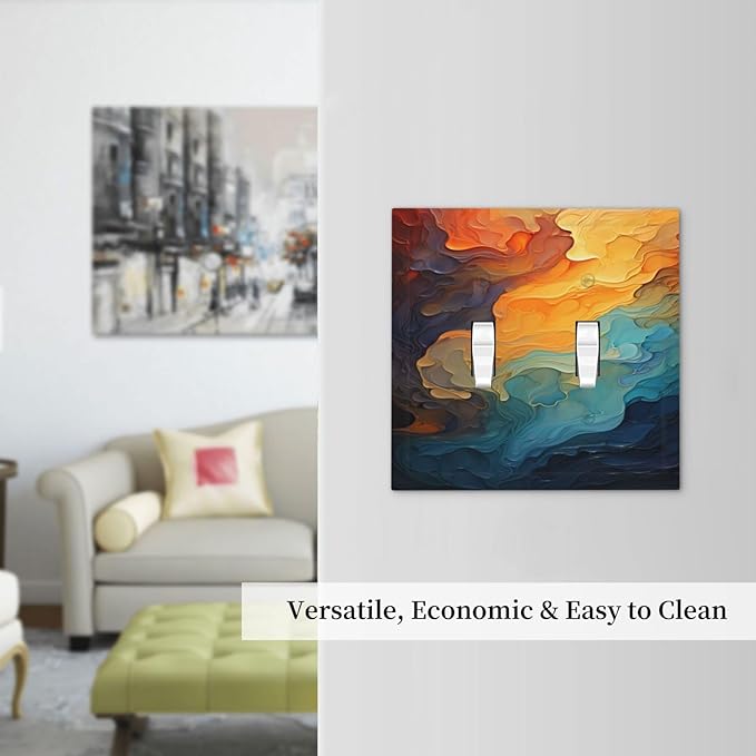 Abstract Colorful Modern Luxury Rainbow 2 Gang Double Toggle Light Switch Cover Decorative Switchplate Electrical Wall Plates Faceplate for Bathroom Bedroom Decor 4.9 X 5 IN