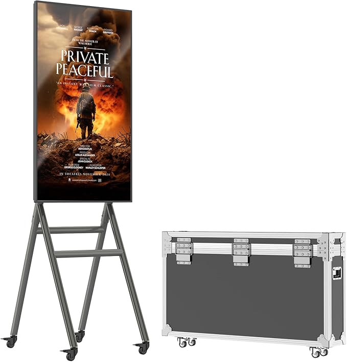 MWE Mobile Digital Signage Display 43in,Portable UHD Touchscreen Advertising Display Kiosk Poster App Publishing,Video Photo Booth Standby Series Screen Mirroring (NonTouch Screen, Metallic, 43in)