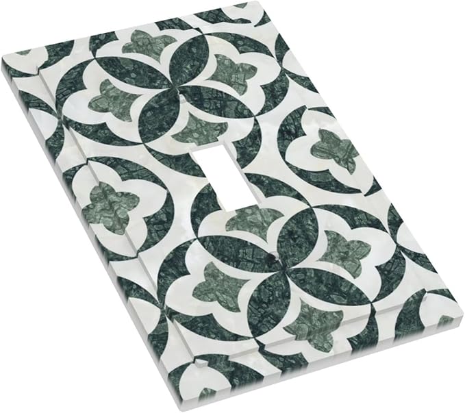Green Luxury Modern Cubic Marble 1 Gang Single Toggle Decorative Light Switch Covers Electrical Faceplate Switch Plates for Bathroom Kitchen Home