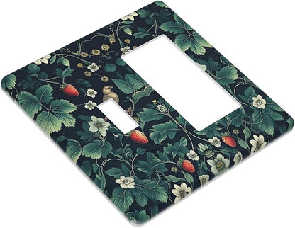 Outlet Covers Strawberry Birds Flowers Plant Morris Floral 1 Toggle 1 Rocker Combination Decorative Wall Plate Electrical Switch Plates Light Switch Cover Plate for Bedroom Farmhouse Decor