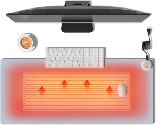 Heated Mouse Pad Hand Warmers, Electric Warm Office Desk Mat, 31.5" x 13", 3 Control Levels Temperature 3 Hours Auto Shut-Off, Suitable for Home/Offices Computer Keyboard Pads (Blue)