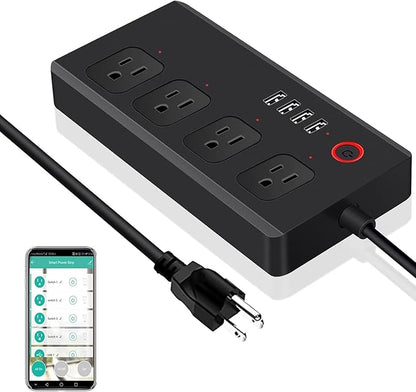 Xenon ZigBee Power Strips Surge Protector, USB C Power Strip, Smart Life APP/Timer, 4 Individually Controlled Outlets, Compatible with Alexa Google Home Phillilps HUE, Need ZigBee Gateway Hub-Black