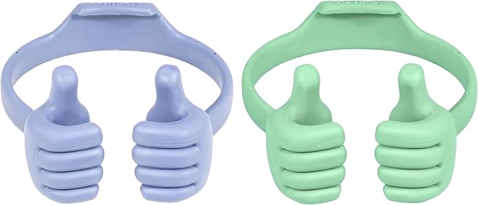 Honsky Thumbs up Cell Phone Stand Holder, Ok Stand Tablet Stand Cradle for Desk Desktop Smartphone Cellphone Mobile Phone Tablets - Universal Adjustable Flexible - Light Purple/Light Green