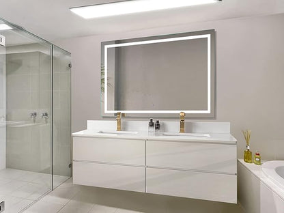 Krugg | Large 60 Inch X 36 Inch LED Bathroom Mirror | Lighted Vanity Mirror Includes Dimmer & Defogger | Wall Mount Vertical or Horizontal Installation
