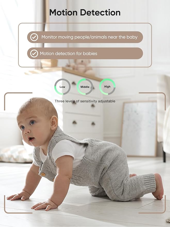 bonoch 1440p Baby Monitor with 2 Cameras 240h Long-Lasting, 5.5" No WiFi Split Screen Dual Video Monitor, Smart Detect for Crying/Sleep Turnover/Motion, Hack Proof, White Noise, Night Vision, Gifts