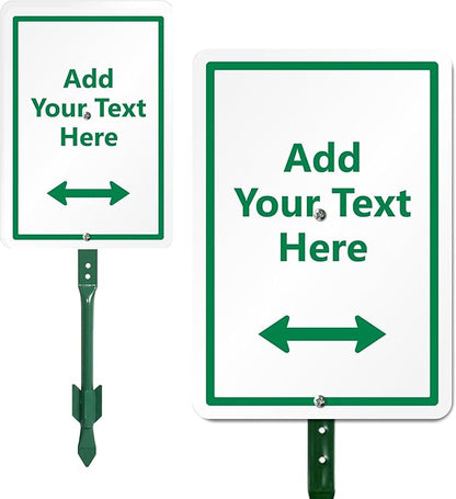 SmartSign Custom Yard Sign - 7" x 10" Sign with Stake, Personalized Lawn Sign, 40 mil Thick Laminated Aluminum, Choose Arrow, 21-inch Tall & Stake Kit, Made in USA
