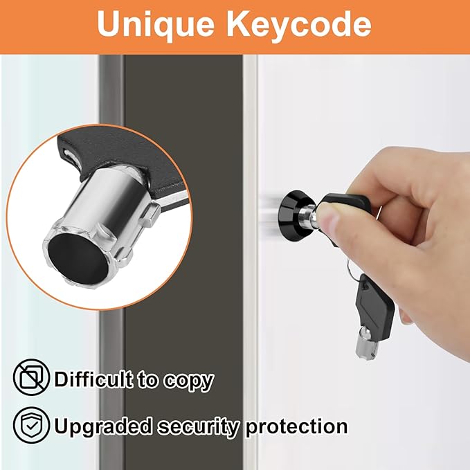 Cam Lock with Keys RV Compartment Lock Keyed Alike Black Finish, 1-1/8" RV Compartment, Camper, Trailer, Vending Machine Replacement Set with 8 Keys, Chrome Finish(4, Black 1-1/8 Inch)