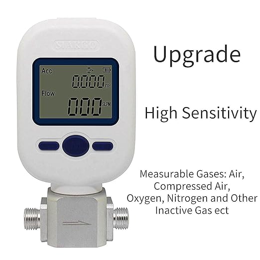 Digital Gas Flow Meter for Air, Portable Gas Mass Nitrogen Oxygen Flow Rate Meter, Compressed Air Digital Display Tester (MF5712 (0-250L/min))