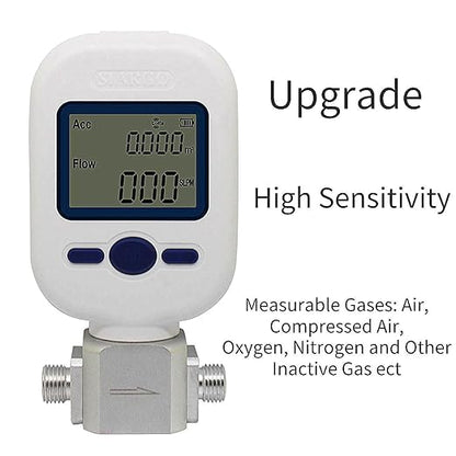Digital Gas Flow Meter for Air, Portable Gas Mass Nitrogen Oxygen Flow Rate Meter, Compressed Air Digital Display Tester (MF5712 (0-250L/min))