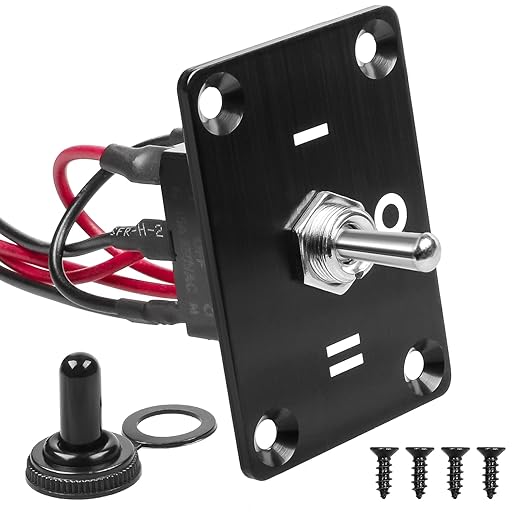 Button Switch Rocker Switch Toggle Switch Six Pin Three Position 1/2 Prewired Power Transfer Switch with Mounting Plate,Waterproof Cap.