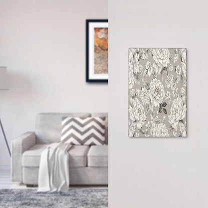 White Poppies Floral Modern Grey Peonies Flowers Light Switch Cover Plate 1 Gang No Device Blank Decorative Switch Plate Electrical Wall Plates Faceplate for Bedroom Bathroom Decor