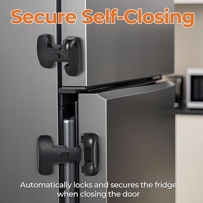 Refrigerator Fridge Door Lock for Kids Child Safety Locks for Doors Freezer Door Lock Easy to Install Keep Door Closed Child Proof Refrigerator，Freezer Door Lock 1 pack, Black