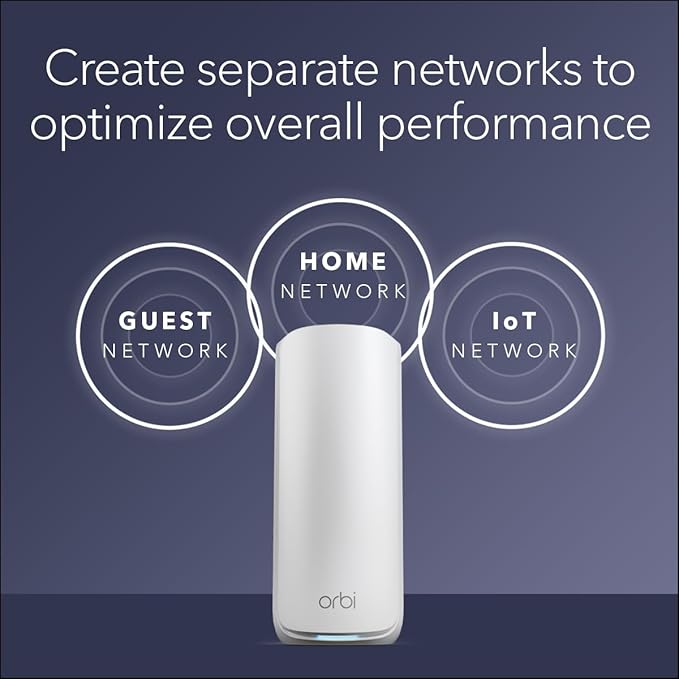 NETGEAR Orbi 870 Series Tri-Band WiFi 7 Mesh System (RBE873) - Router + 2 Satellite Extenders, Security Features, Up to 21 Gbps, Covers Up to 9,000 Sq. Ft., 150 Devices, 10 Gig Internet Port, BE21000