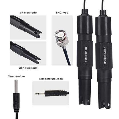 DANOPLUS Smart pH ORP Controller with Remote App Monitoring & Dosing in Water, 3 in 1 pH/ORP/Temp Meter Replaceable Probes for Hydroponics, Aquariums & Pool