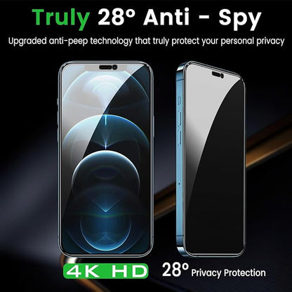 3 Pack Privacy Screen Protector for iPhone 12 Pro Max 6.7 Inch with 3 Pack Camera Lens Protector, Anti Spy Tempered Glass Film, Anti-Scratch, Touch Sensitive, Case Friendly