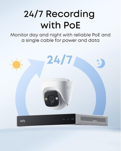 eufy PoE Bullet Security Camera E41, NVR Wired Add On Cam, Requires eufy NVR,4K UHD, 24/7 Recording, Human/Vehicle/Pet AI Detection, Red and Blue Strobe, Plug and Play