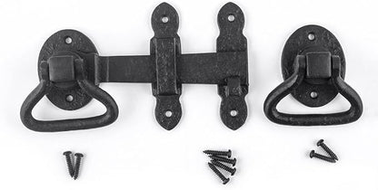 Renovators Supply Manufacturing Door Lock Latch 6.5 in. Black Wrought Iron Gate Latch Garage Barn Door Lock with Mounting Hardware