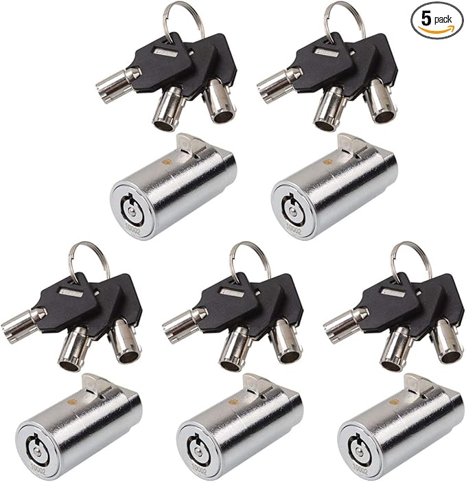 Candy Machine Key, High Security Vending Machine Lock and Key (Keyed Alike), 5-Pack Soda Machinee Locks Pick Tubular Lock Pick for Coke Machine, Pepsi Machine, Snack Machine