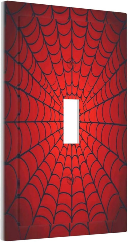 Red Spider Web Black Line Simplicity Decorative Light Switch Cover 1 Gang Single Toggle Device Electrical Faceplate Switchplates Decorator Outlet Wall Plate For Kids Room Home Decor