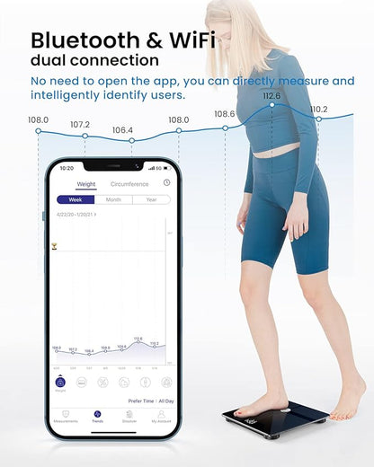 FITINDEX Wi-Fi Scale for Body Weight, Smart Scale with BMI, Body Fat, Muscle Mass, Digital, Bluetooth, Bathroom,13 Body Composition Analysis Health Monitor