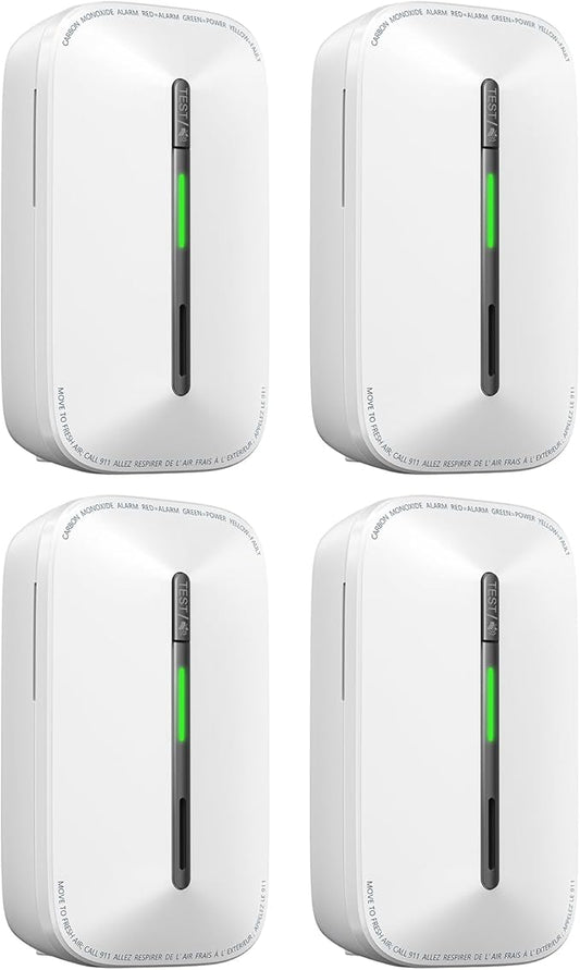 SITERWELL Plug in Carbon Monoxide Detector 10 Year Battery, CO Alarm Detector with Electrochemical Sensor and Sound Warning, AC Powered Portable Carbon Monoxide Detector for Home Office Travel,4-Pack