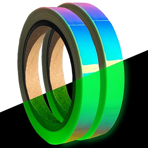 Glow in The Dark Tape - 2PCS 33 FT X 0.5 Inch Glow Tape, Fluorescent Tape, Waterproof Luminous Reflective Tape for Stairs, Walls, Steps, Exit Sign, Theatres, Staged & Dark Areas