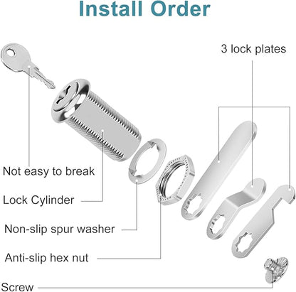 Cam Locks Cabinet Locks Keyed Alike, 1-3/8'' (Length) Cylinder Fits on 1-1/8'' Max Panel Thickness, 16pcs Secure Files Drawers RV Storage Locks Replacement Set, Zinc Alloy Chrome Finish