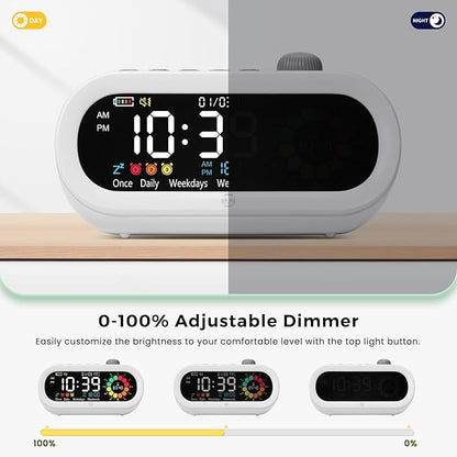 Mooking Digital Visual Timer for Kids, Large LED Digital Alarm Clock for Bedrooms, Rechargeable 199-Minute Silent Countdown Timers, Focus & Smoother Routines, Fitness Baking Studying Teaching