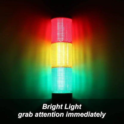 Tower Stack Lights, Industrial Warning Signal Lights Tower Lamps Column, Factory Workshop Safety RGB Signal Indicator, LED Andon Lights (110V, 3 Tiers, Without Sound)