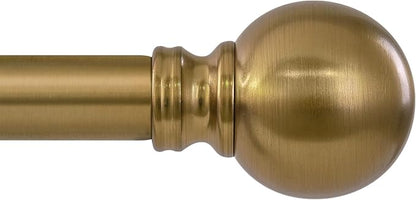 Warm Gold Long Curtain Rods for Windows 66 to 120 Inch 1" Diameter Adjustable Heavy Duty Brass Window Curtain Rod with Metal Finials for Living Room Bedroom Farmhouse Kitchen Outdoor