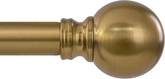 Warm Gold Curtain Rods for Windows 72 to144 Inch Brass Long Heavy Duty Window Curtain Rod Adjustable 1" Diameter with Metal Finials for Living Room Bedroom Farmhouse Kitchen Outdoor