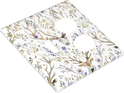 Wallplates Gothic Retro Floral Damask Elk Wild Flower 1 Toggle 1 Duplex Switch Plate Electrical Gfci Faceplate Decorative Light Switch Covers For Bed Room Living Room Decor